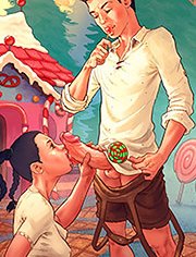 Horrified he observes that his cousin is sucking the witch pussy / Tales grandma doesn’t tell / Hansel and Grethel / welcomix